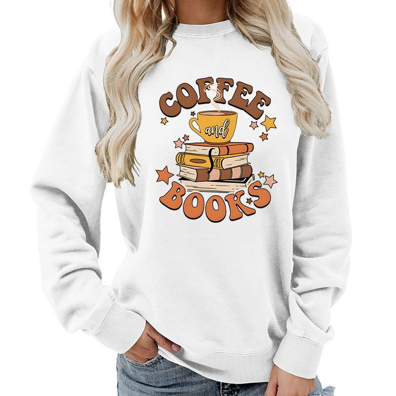 Sweatshirt pour femmes avec design créatif de livre de café Chic & Stil