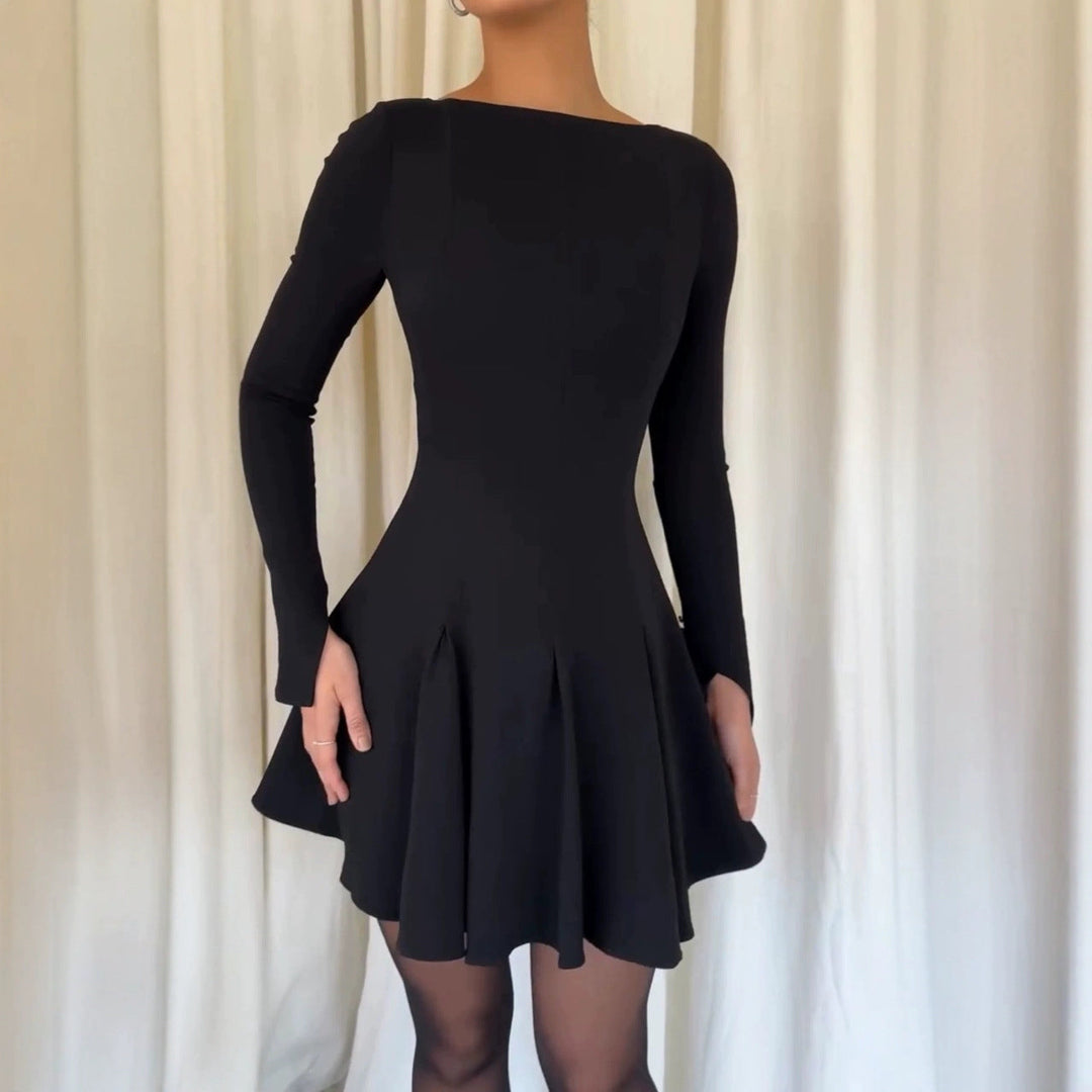 Women's dress with flared skirt and elegant long sleeves Lune London
