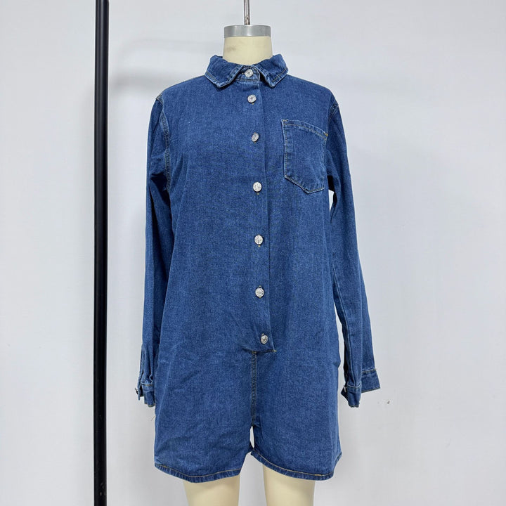 Women's Jeans Overall with Short Sleeves and Practical Pockets Lune London