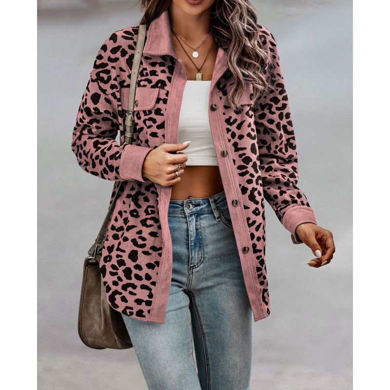 Long sleeve shirt for women with animal print and patch pockets Lune London