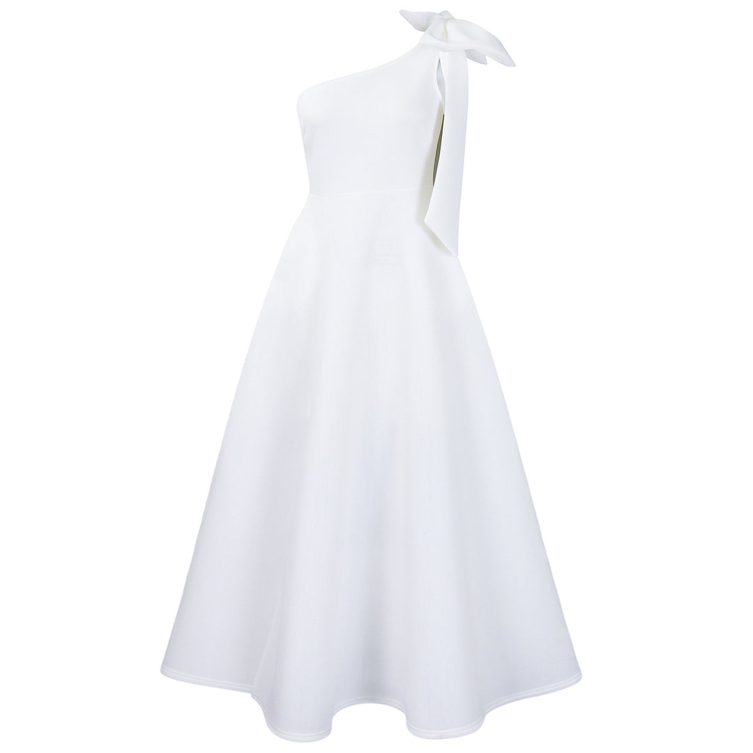 Maxi dress for women with asymmetric cut and elegant Lune London buckle