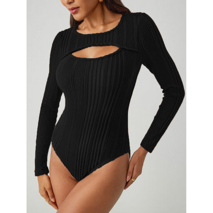 Ladies Rib-Cut-Out Long Sleeves Body Lune London