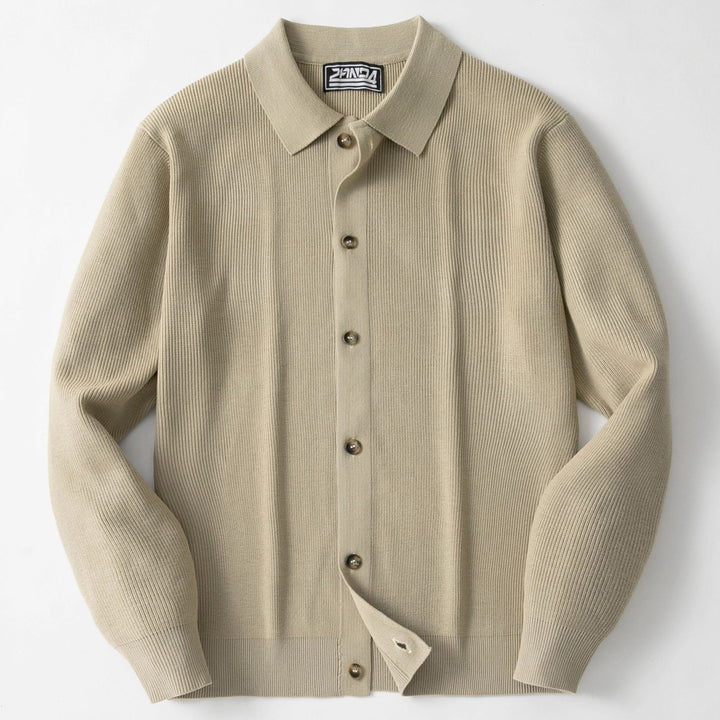 Men's knitted jacket with modern collar and high-quality buttons Lune London