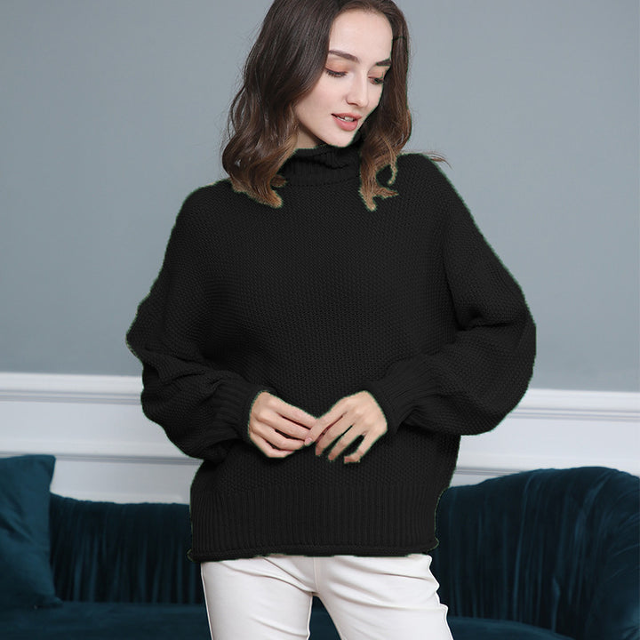 Pull femme en grosse maille avec col roulé et coupe aérienne Lune London