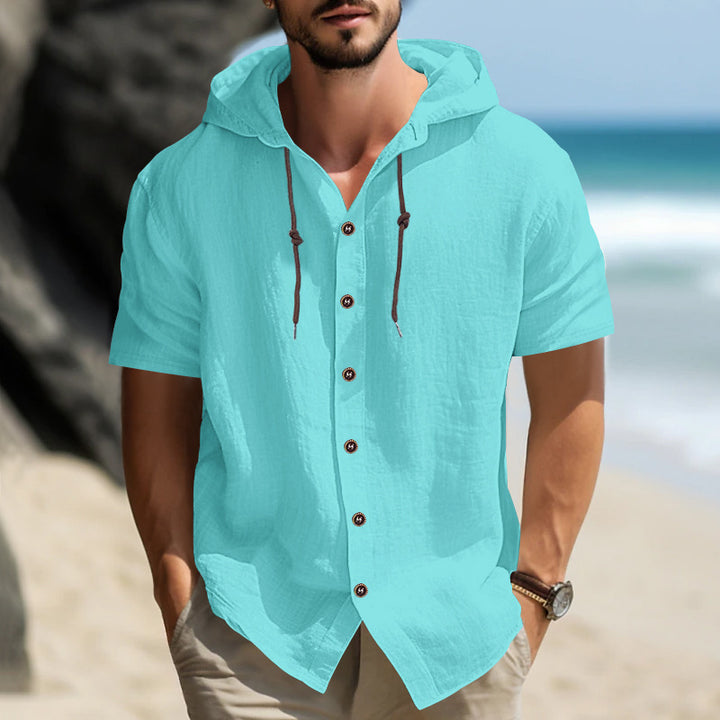 Casual short-sleeve shirt for men with hood Lune London