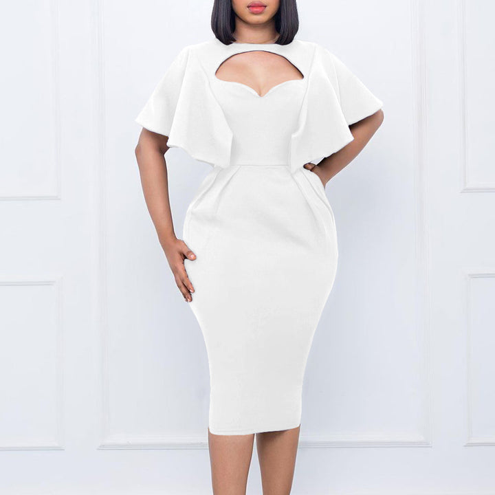 Lune London pencil dress for women with voluminous sleeves and cut-out details