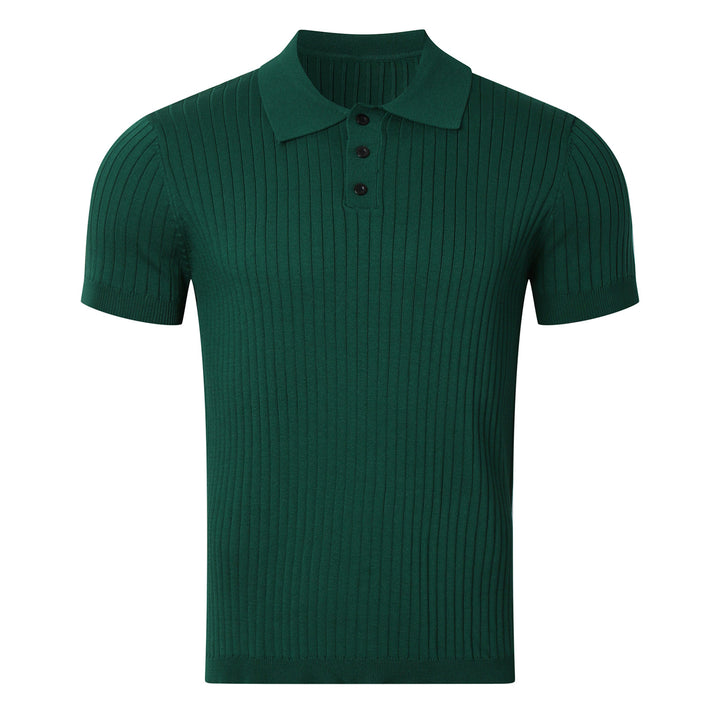 Cotton polo shirt for men with textured ribbed design and elegant collar Lune London