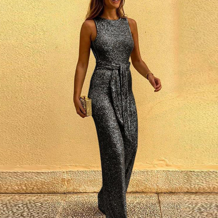 Sparkling evening dress for women with elegant waist belt Lune London