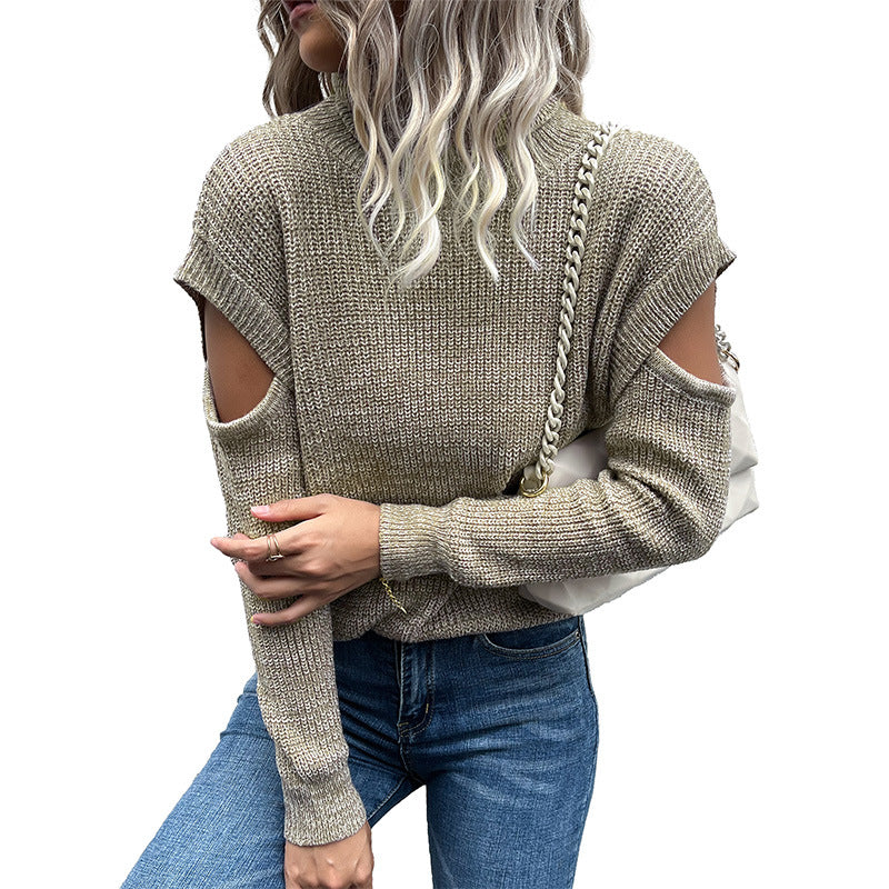 Top tricoté à la mode pour femmes avec des manches ouvertes et une texture grossière Chic & Stil