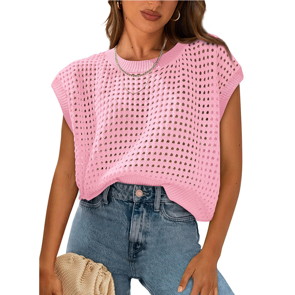 Women's Casual Knit Top with Modern Lace Pattern Lune London
