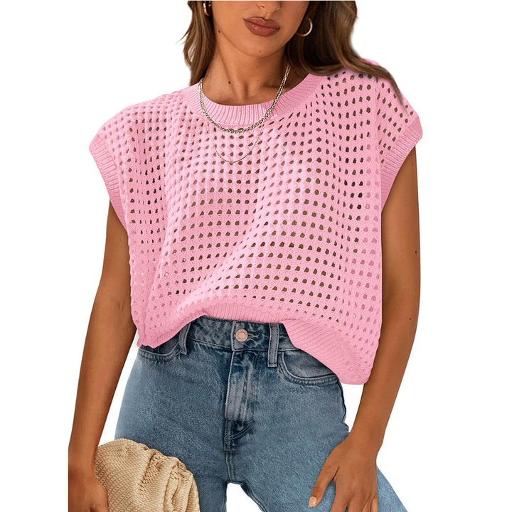 Women's Casual Knit Top with Modern Lace Pattern Lune London