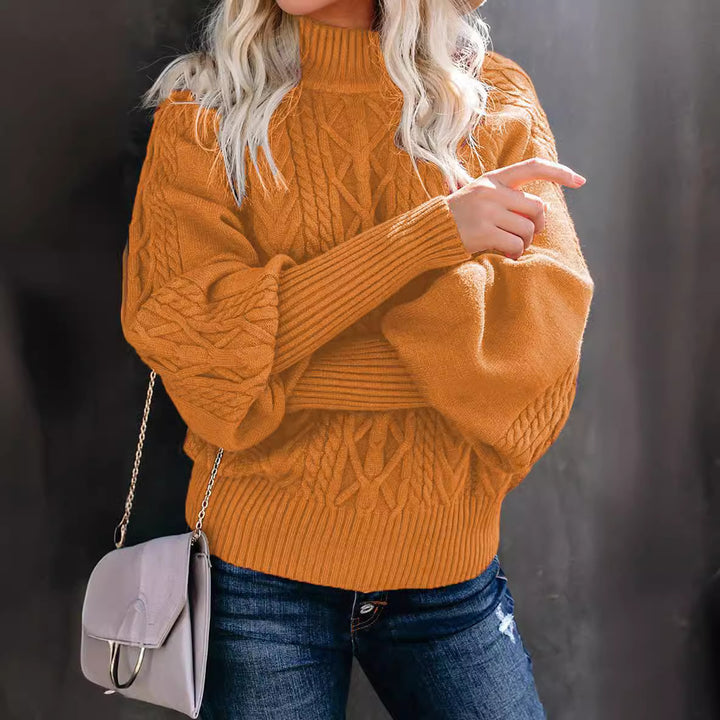 Pull en maille pour femmes avec col montant et motif en câble Chic & Stil