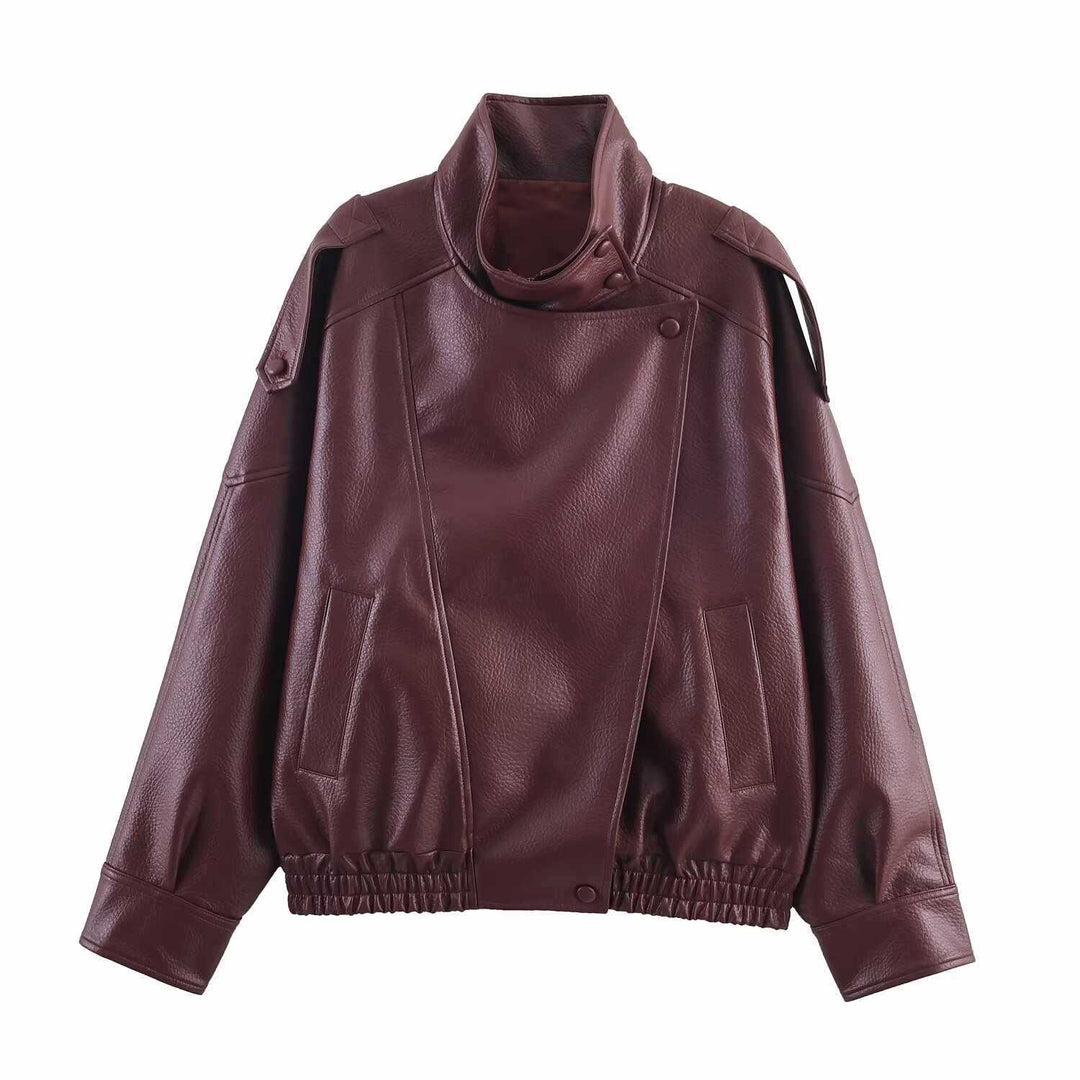 Casual synthetic leather jacket for women with stylish details Lune London