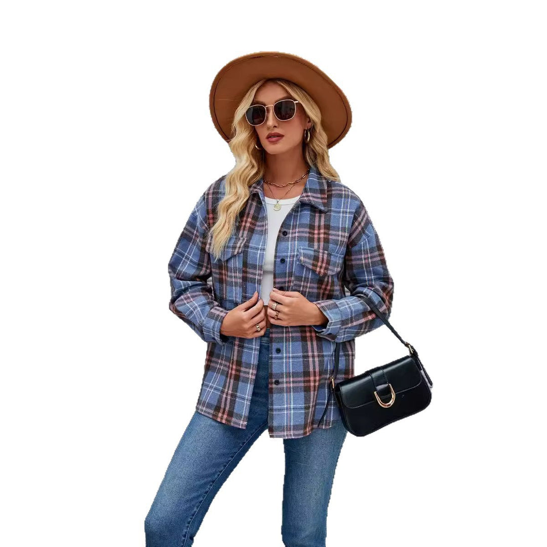 Flannel shirt for women with plaid pattern and practical pocket design Chic & Stil