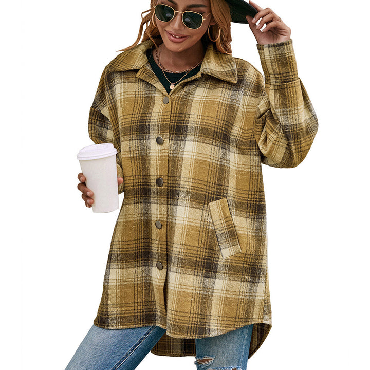 Lune London tartan design wool coat for women