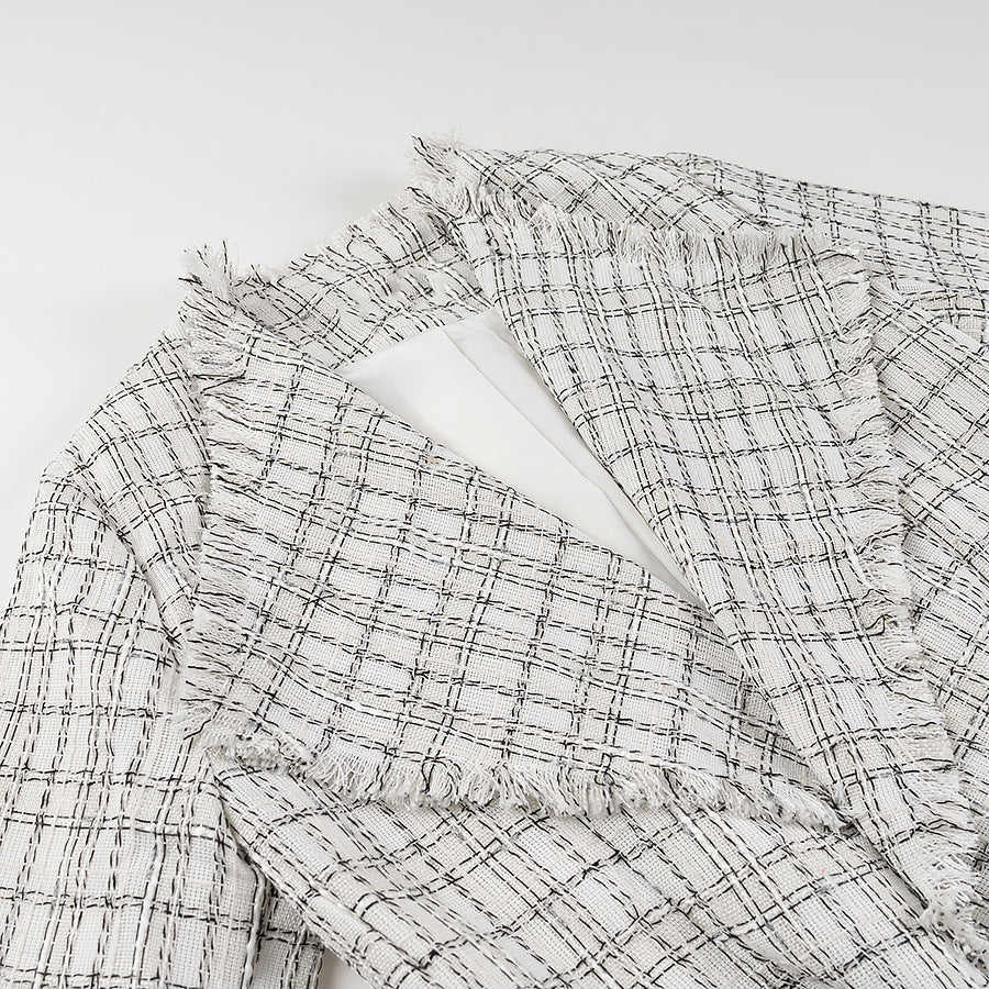 Blazer élégant pour femmes avec ceinture et motif structuré Chic & Stil