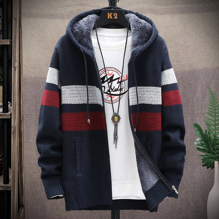 Men's knit jacket with hood and pockets Lune London