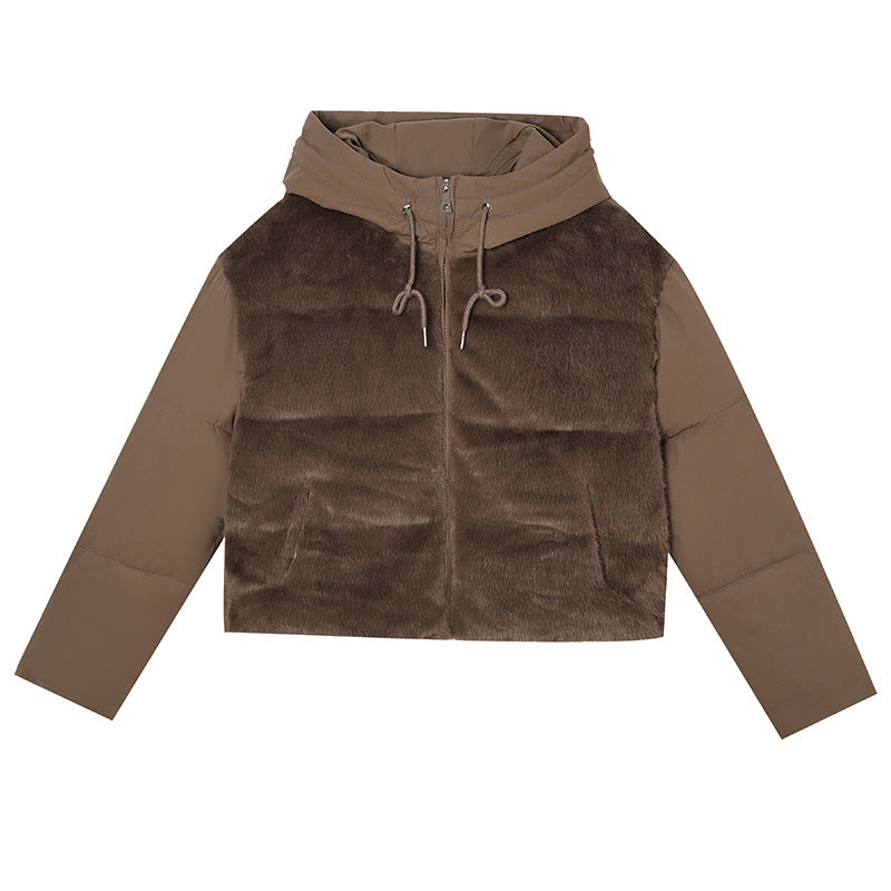 Stylish women's quilted jacket lined with hood and luxurious faux fur Lune London