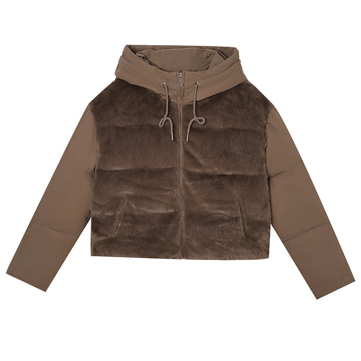 Stylish women's quilted jacket lined with hood and luxurious faux fur Lune London