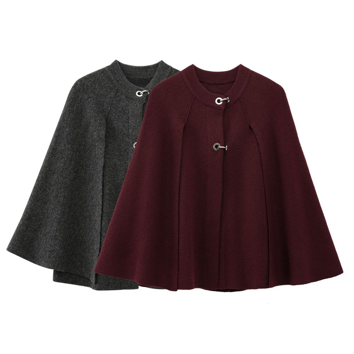 Ladies Down Jacket-Cape with contrasting collar and decorative button details Lune London