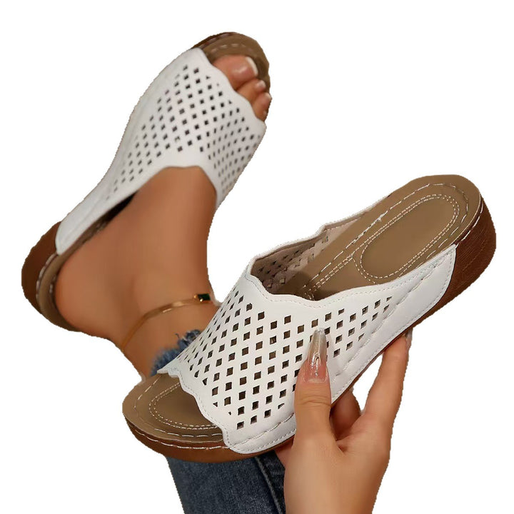 Perforated strap comfort sandals for women Lune London