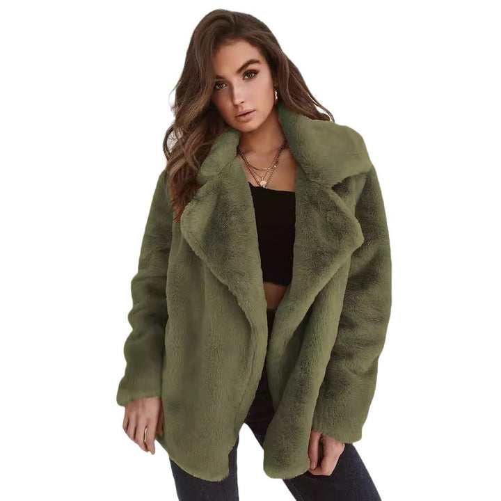 Cozy fleece coat for women with classic lapel Lune London