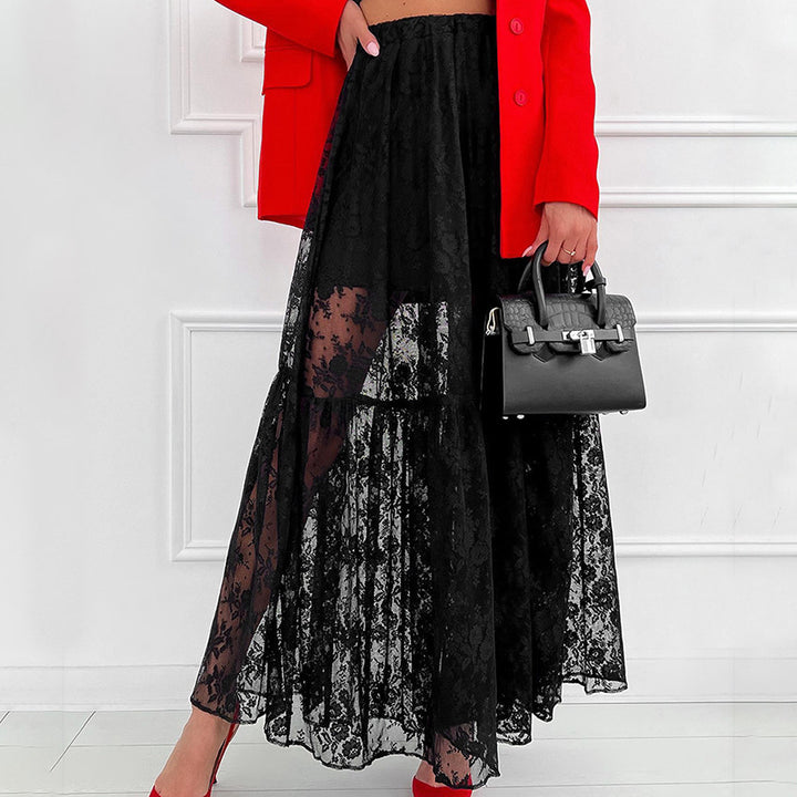 Ladies Elegant Maxi Lace Skirt Lune London