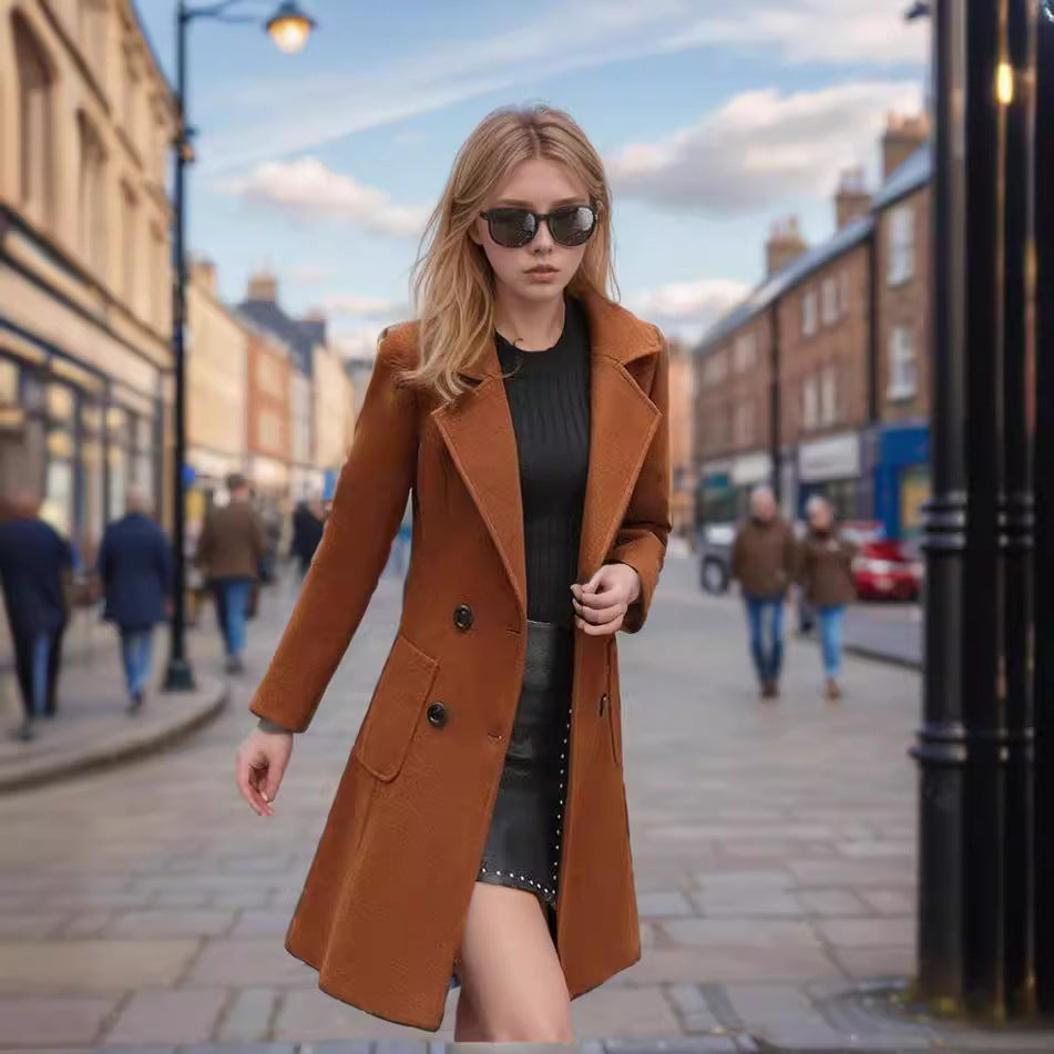 Oversized wool trench coat for women with double-breasted buttons Lune London