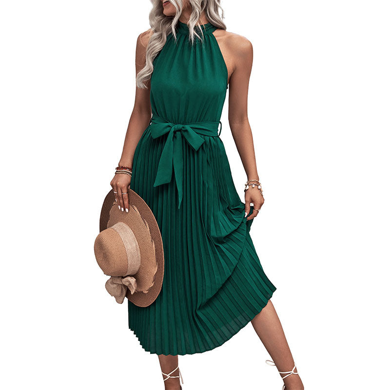 Robes Maxi Plissées pour Femmes avec Ceinture Élégante à la Taille Chic & Stil