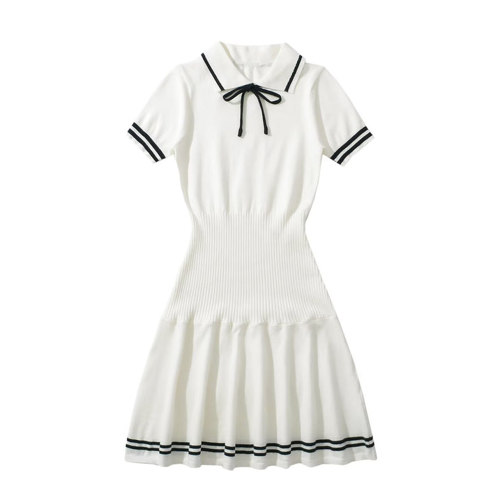 Lune London Women's Polo Dress with Ruffled Hem and Decorative Tie Accent
