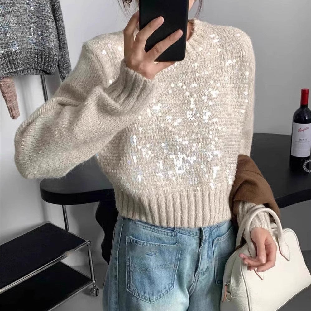 Sparkling knit sweater for women with texture and loose fit Lune London