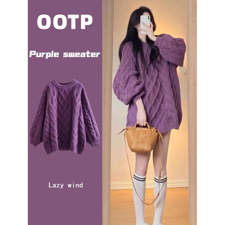 Femme Pull Tricot Épais avec Motif en Câble et Coupe Ample Chic & Stil