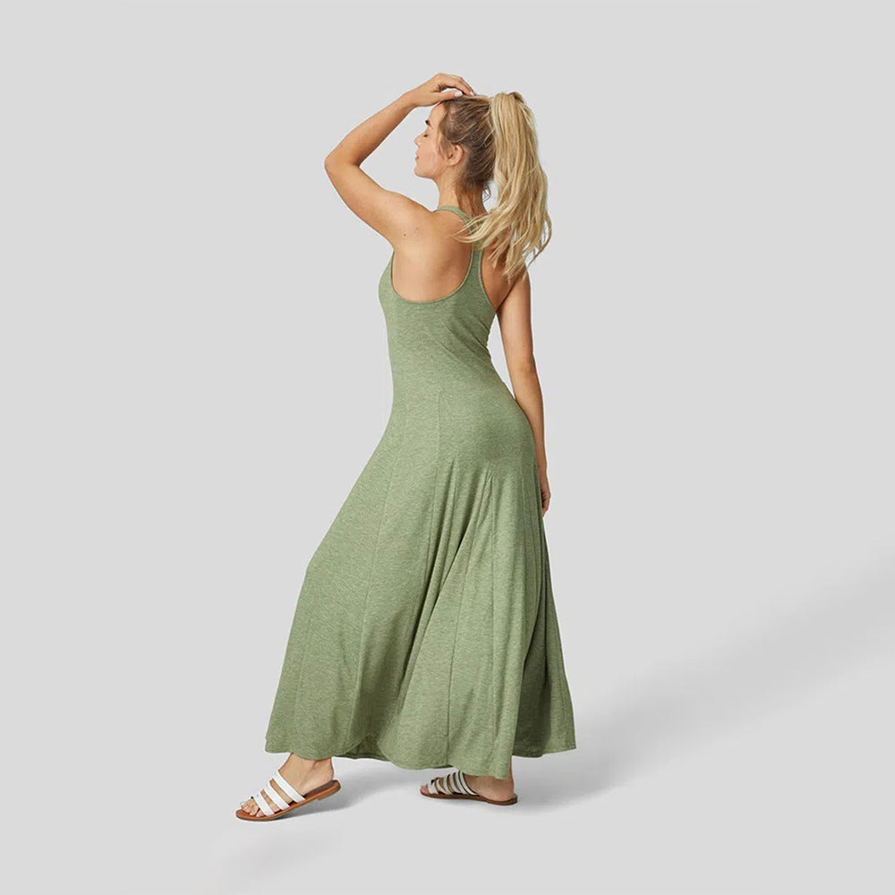 Robe maxi pour femmes avec coupe fluide et élégant col rond Chic & Stil
