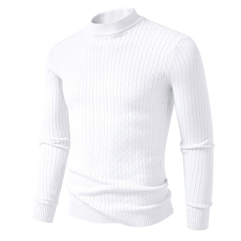 Men's turtleneck sweater with textured cable design Lune London