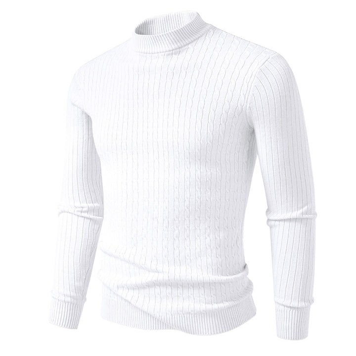 Men's turtleneck sweater with textured cable design Lune London