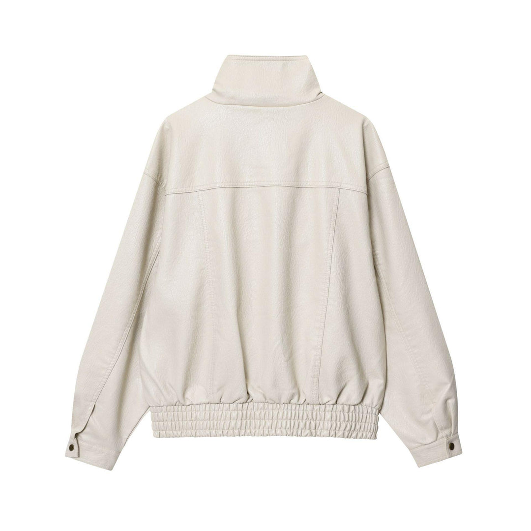 Faux leather jacket for women with high collar and practical pockets Lune London