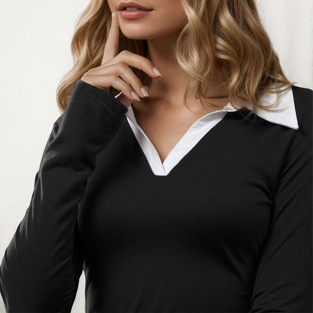 Elegant mini dress for women with a stylish collar and long sleeves Chic & Stil