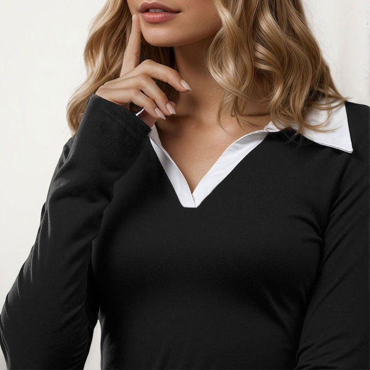 Elegant mini dress for women with a stylish collar and long sleeves Chic & Stil