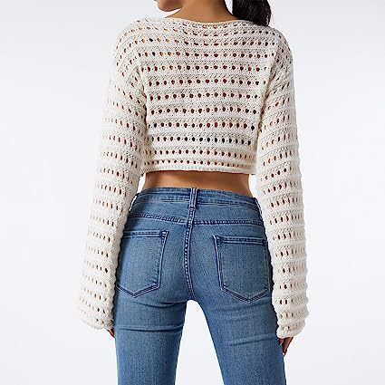 Ladies short knit sweater with open surface Lune London