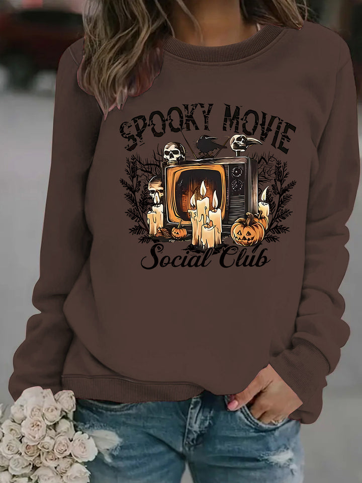 Sweat-shirt pour femmes avec motif de film d'horreur et coupe décontractée Chic & Stil