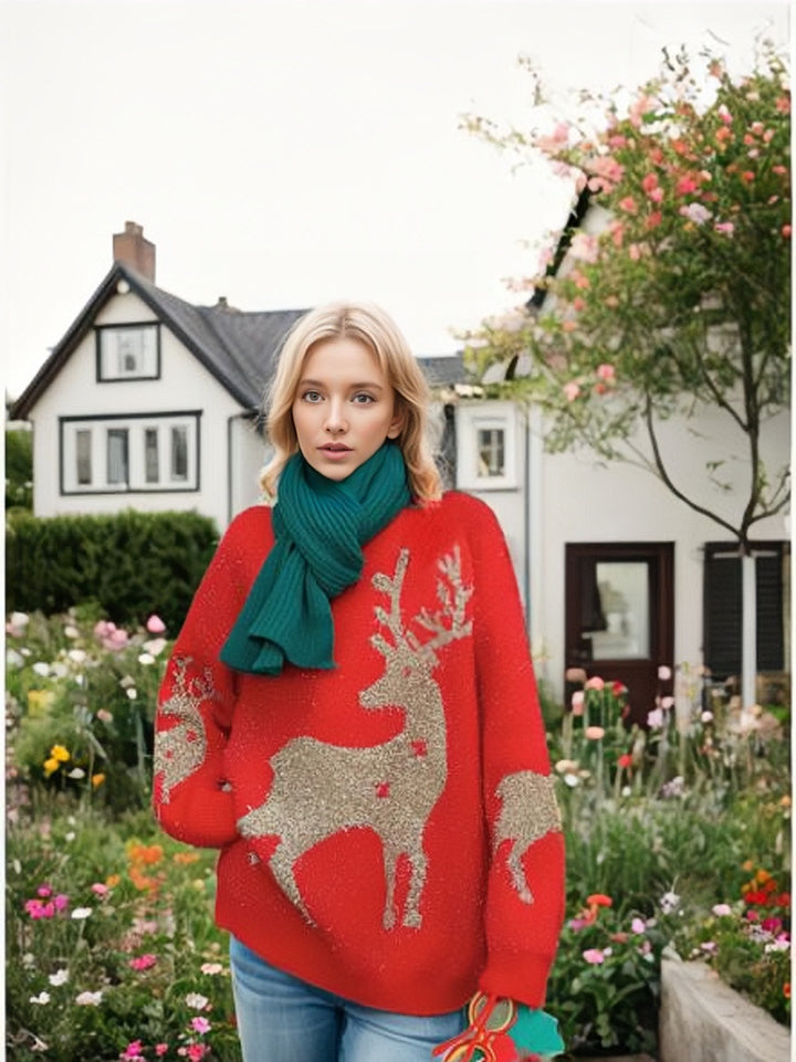Christmas sweater for women with festive snowflake pattern and loose fit Lune London