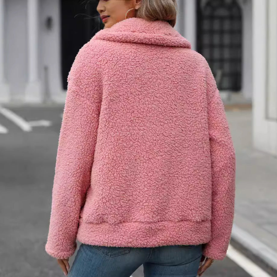 Lady soft jacket with large front pockets and zipper Lune London