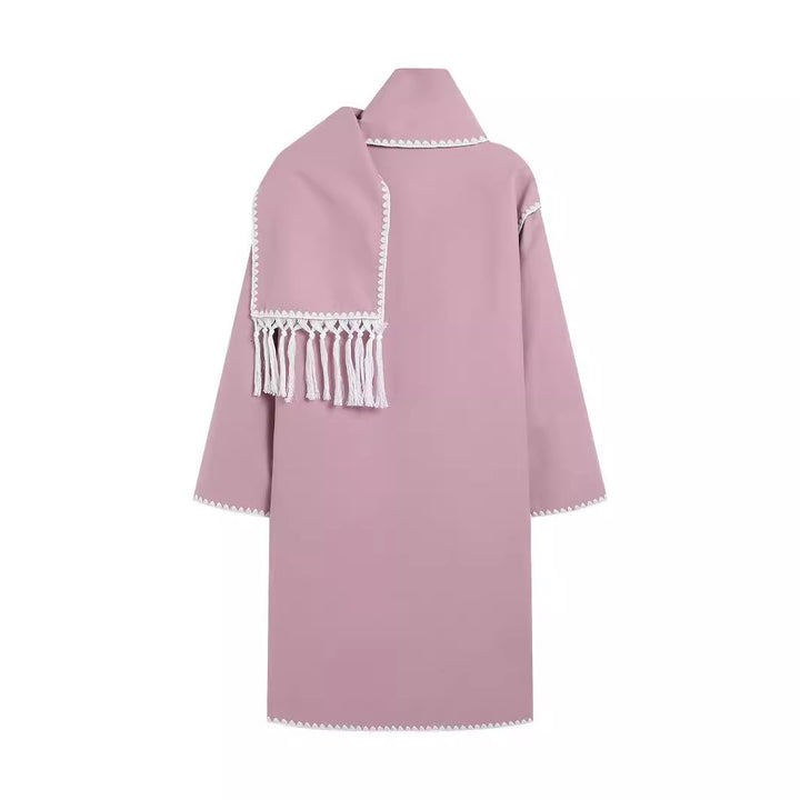 Oversized coat for ladies with fringes and decorative collar Lune London