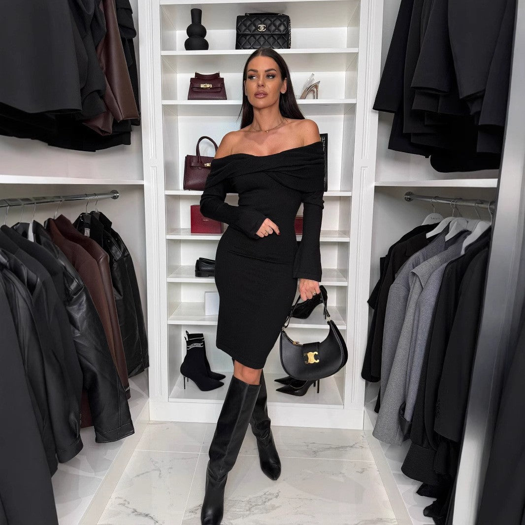 Ladies Off-Shoulder Bodycon Dress Lune London