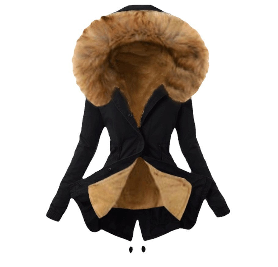 Ladies trendy parka with detachable fur collar Lune London