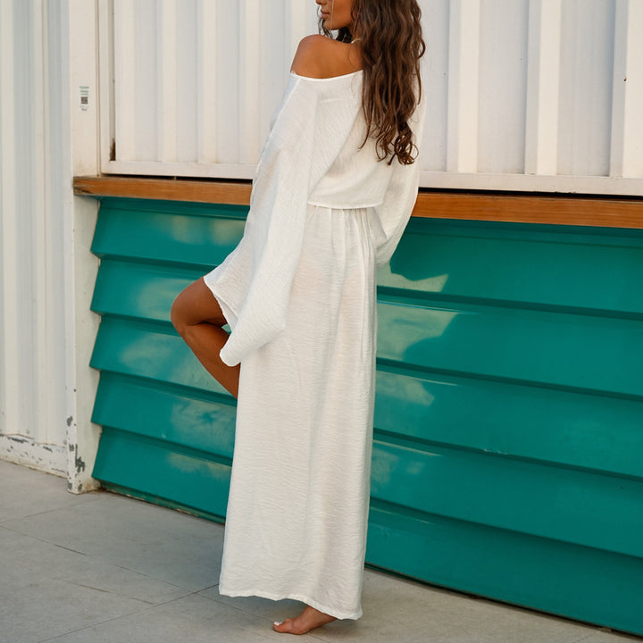Long tunic for women with wide sleeves and a high slit Lune London