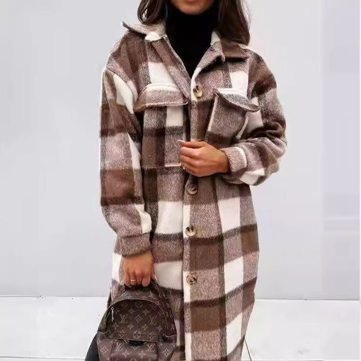 Women Oversized Checkered Shirt-Coat with Practical Pockets Lune London