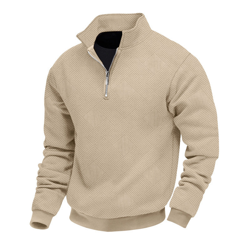 Fashion high collar sweater for men with structured fabric and zipper Lune London