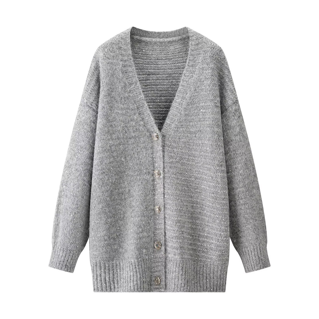 Cardigan Femme Confortable avec Col V et Fermeture Boutonnée Chic & Stil