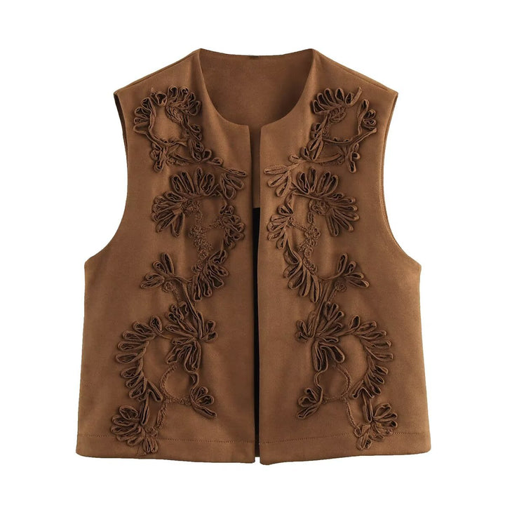 Ladies vest with floral embroidery design Lune London